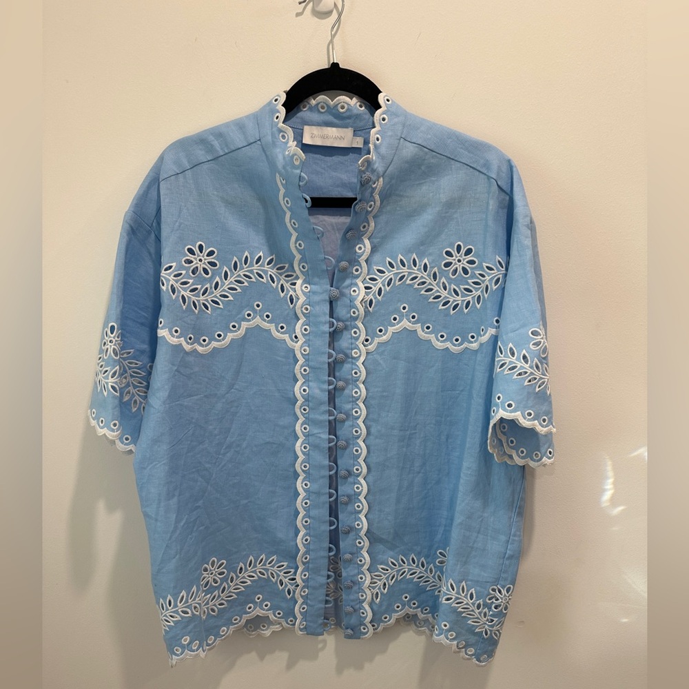 imitation size 1 Blue Eyelet Embroidered Set - Picture 5 of 17